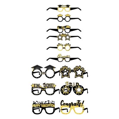 Pack Of 6 Black And Gold Graduation Glasses 2025 Glittering Eyeglasses For Photo Booth Props And Party Favors