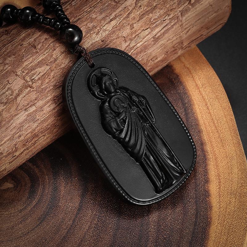 Buddhist Imitation Jade Pendant Necklace for Men Women Religious Buddha Accessories Gift