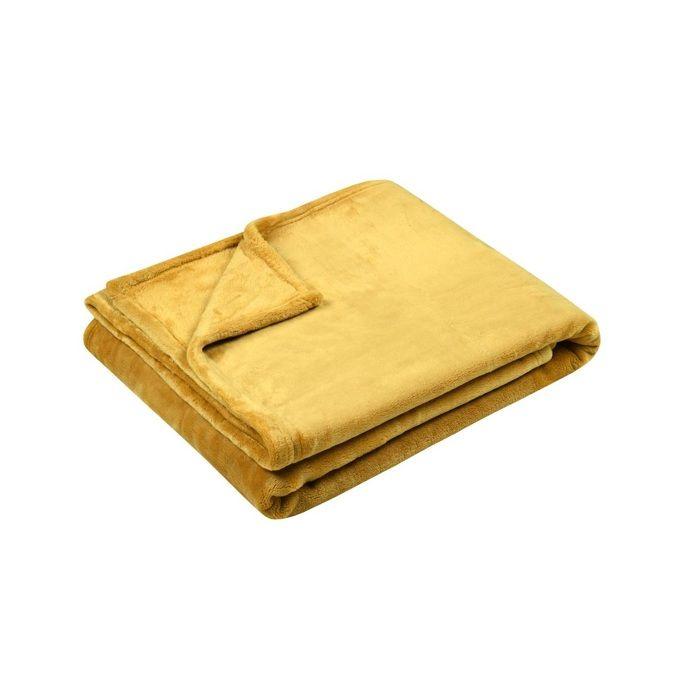 Plaid - Doudou Jaune - 130 x 160 cm - Ultra doux - Lavable en machine