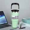 30oz Stainless Steel Travel Mug With Handle Straw Lid Vacuum Insulated Water Bottle Car Office Gym