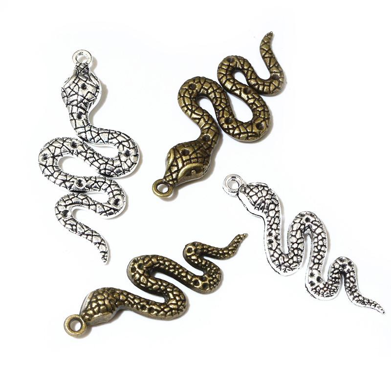 5pcs Antique Silver Color Bronze Snake Charms Pendant DIY Handmade Jewelry Making Accessories Findings for Necklace Bracelet