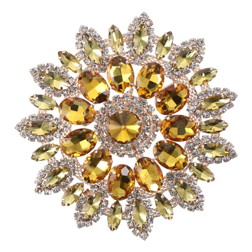 

Crystal Button Rhinestone Flower Chain Colored Diamond Brooch AB Colored Diamonds Sunflower Diamond Shoe Bag Accessories антична латунь кольору