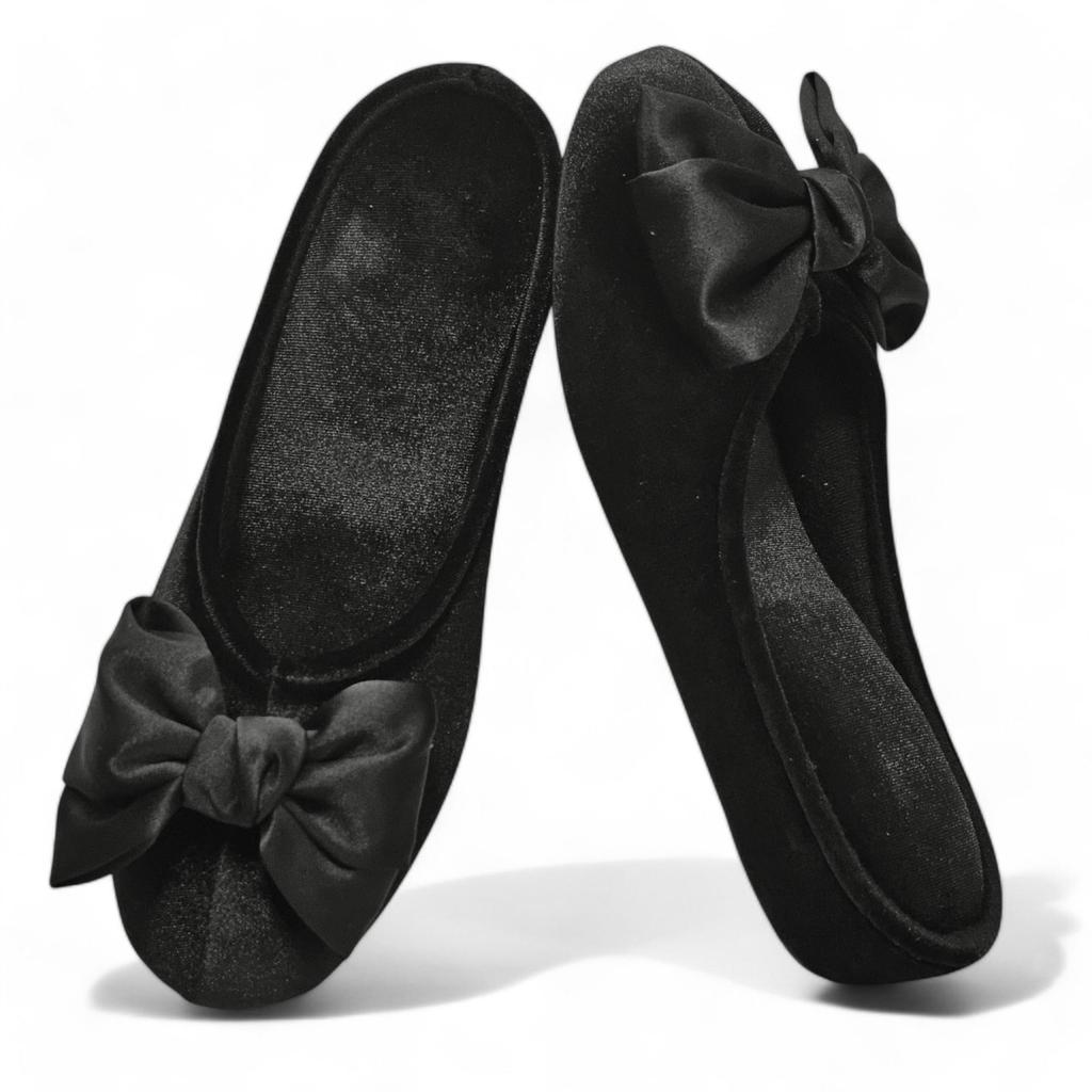 Portable 4cm Heel Slippers for Entrance and Class Visits [MOON ROOM] Graduation, Ceremonies, (L (23.5cm-24.5cm), Black)