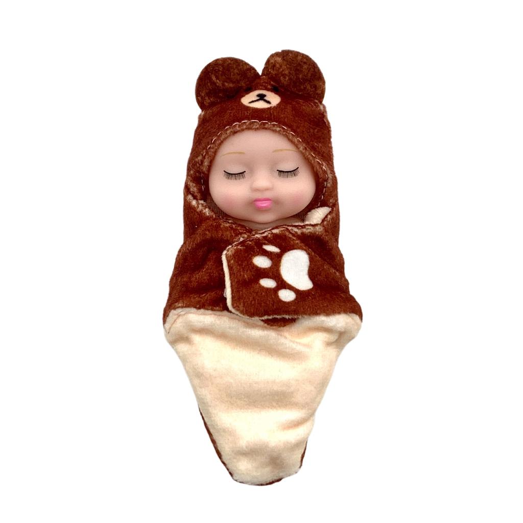 Leke 4 tommer Mini Søvn Gjenfødt Dukke Håndflate Liten Dukke Gaveeske Sett Dukke Bjd Dukke