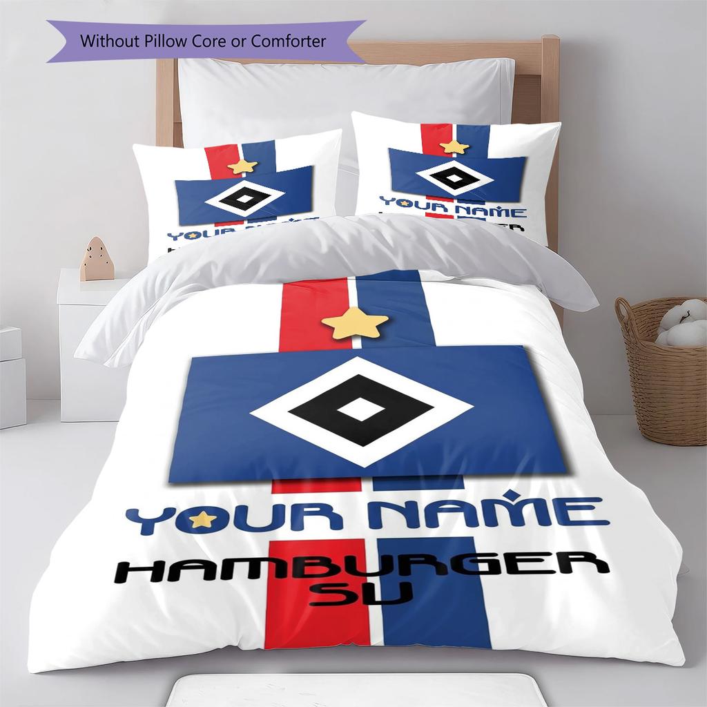 Blue Diamond Emblem Custom Name Pattern Bedding Quilt Set Quilt Cover Pillowcase Home Birthday Gift(1 * Duvet Cover + 2 * Pillowcase, Without Core)