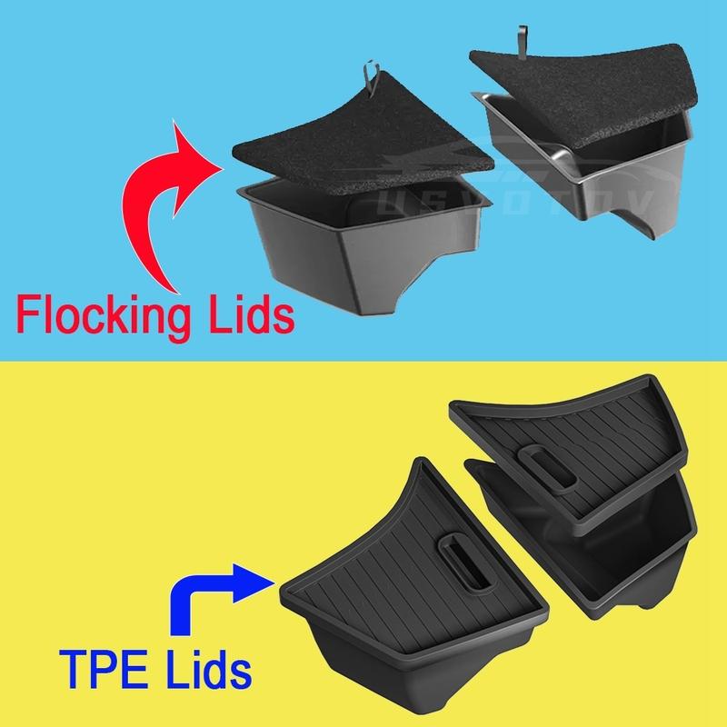 For 2024 2025 Tesla Model 3 Highland Rear Trunk Organizer Side Storage Box Boot Mat Bins TPE Flocking Lids Cover Car Accessories