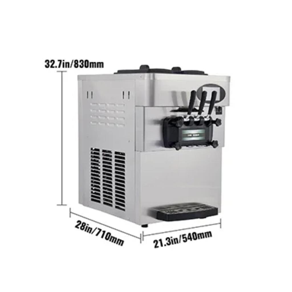20-28L/H Soft Ice Cream Maker Commercial Countertop Tricolor 2+1 Flavors Sweet Cones Freezing Equipment Vending Machine