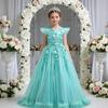 European & American Lace Embroidered Long Princess Flower Girl Wedding Evening Dress