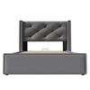 Family Bed Hydraulic Single Upholstered 90x200cm with Slatted Soft Frame Modern Frame Storage Space Gray