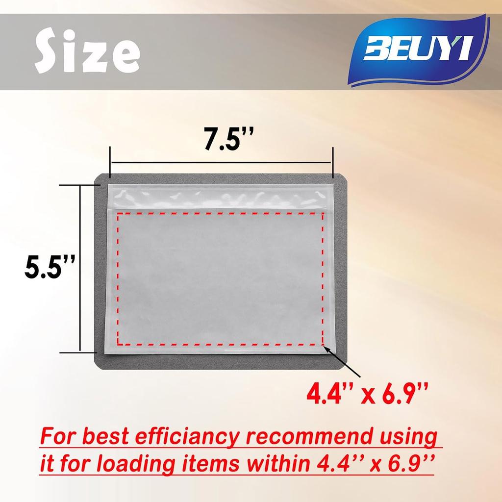 BEUYI Clear 7.5'' x 5.5'' Packing List Envelopes, Adhesive Shipping Label Pouches/Sleeves (50 Pack)