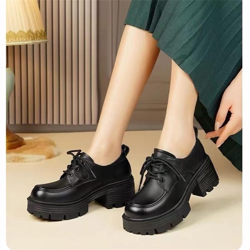 Platform small leather shoes women's spring and autumn new work women's shoes fashionable black single shoes