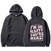 I'M So Happy You'Re Here European And American New Fashion Letter Print Hooded Back Collar Plush Sweater For Women