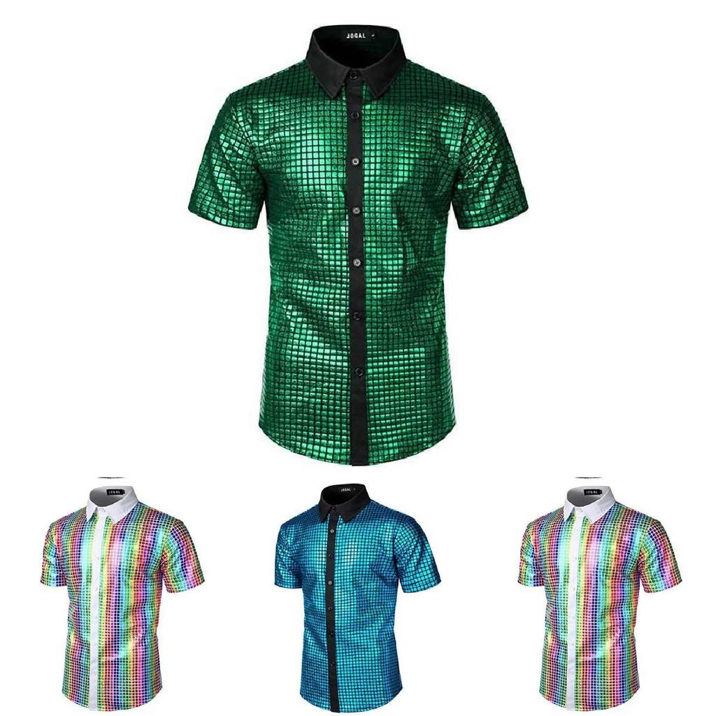 Camisa de Vestir Retro Disco de los 70 para Hombre con Tejido de Poliéster para Cosplay y Ropa de Fiesta