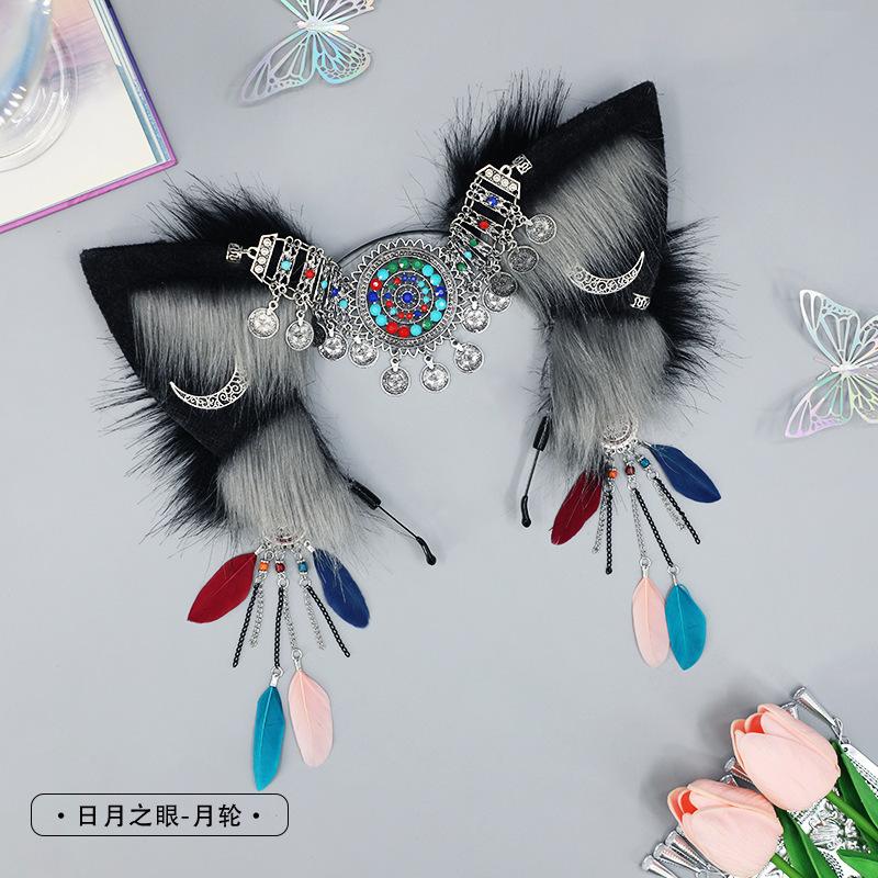 Handmade Cute Plush Animal Ears Cosplay Comic Show Punk Headband Spice Girl Headgear European and American Style Hair Accessories
