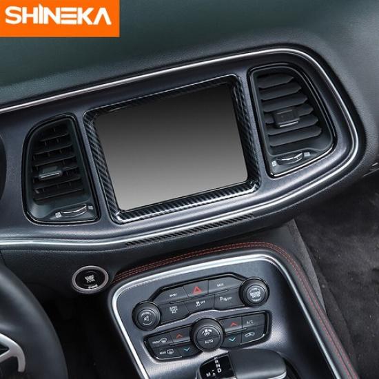 Carbon Fiber Inner Dashboard Navigation Cover Trim For Dodge Challenger 2015+