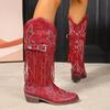 Autumn 2025 Embroidered buckle tassel western comfortable stylish versatile vacation cowboy boots for women