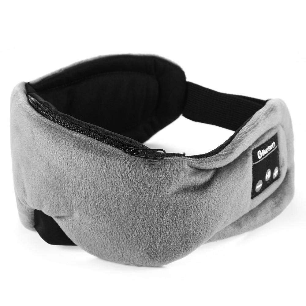 Blocking And Light Noise Reducing Plush Sleep Eye Mask With Earphones Bluetooth серый