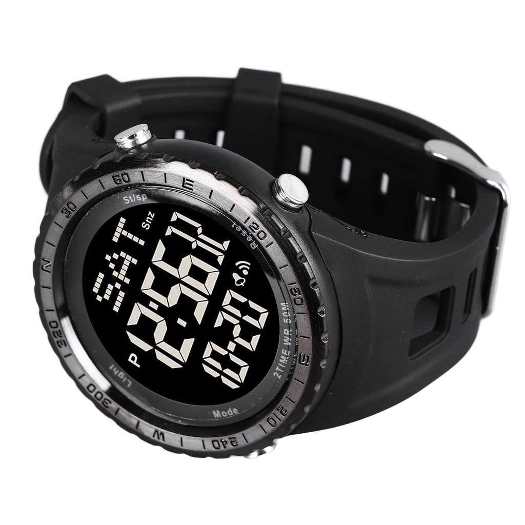 Men Analog Digital Watch Water Resistant LED Display Calendar Alarm Backlight Fashion Men Chronograph Sport Watch Black