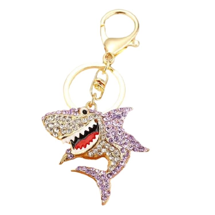 Premium Marine Inspired Keyring Zinc Metal Crafted 3 Aquatic Animal Shapes 5 Glittering Crystal Color Variants