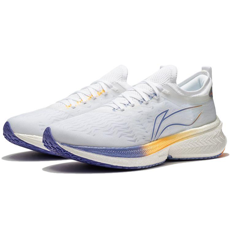 Li Ning Feidian Discovery Comfortable Fabric TPU Shock Absorption Non-Slip Wear-Resistant Low-Top Running Shoes Men Sneaker Standard-White ARMS015-2