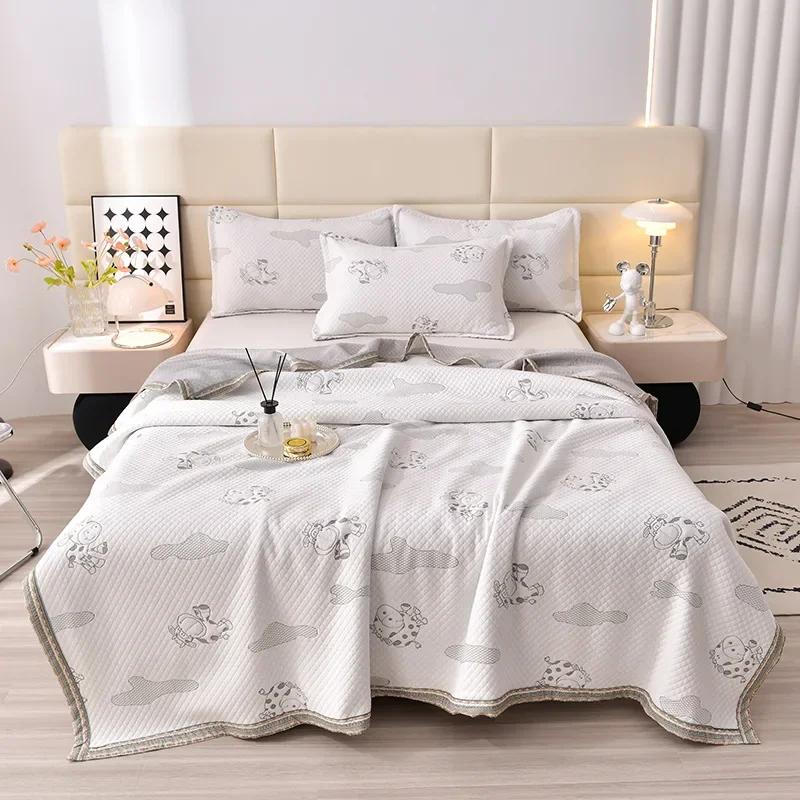 Vysoce kvalitní vyšívaná letní chladivá deka Vysoká pletená bavlna Queen Quilt Prošívaná Tenká přikrývka z pelyňového vlákna Cool