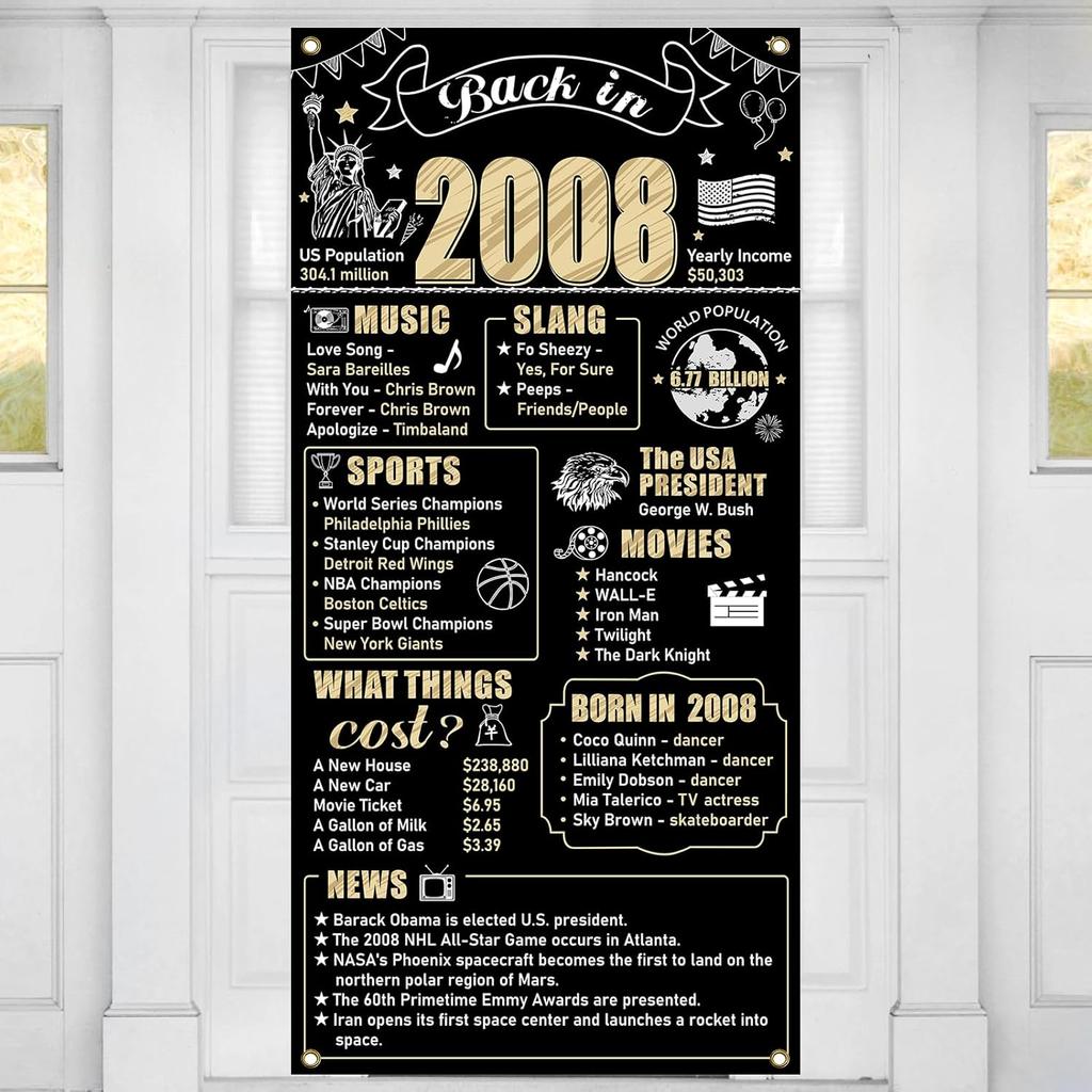 50th Birthday Decorations Back In 1976 Door Banner for Men Women, Black Gold Happy 50 Birthday Door Cover Party Supplies, Fifty Year Old Bday