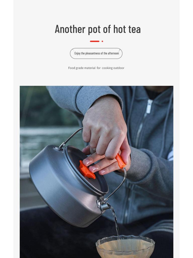 Portable Outdoor Camping Cookware Set: Folding Aluminum Alloy Pots & Kettle
