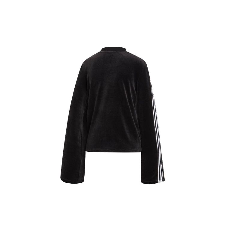 Adidas Originals Velvet Sweater Sports Short Round Neck Pullover Women Sweater Black ED4752