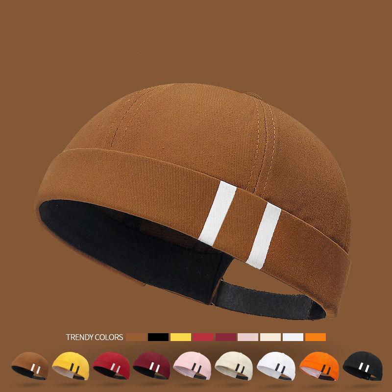 Casual Landlord Hat Without Visor Brimless Cap Fisherman Beanies Hat Riped Hole Solid Color Docker Hat Vintage Broken Melon Cap