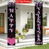 2D Flat, 2D Flat, 2D Flat 2-Pack Valentine'S Day Wedding Anniversary Banner Black Rose Red Heart Pattern Design Flag, Suitable for Outdoor Yard Lawn D