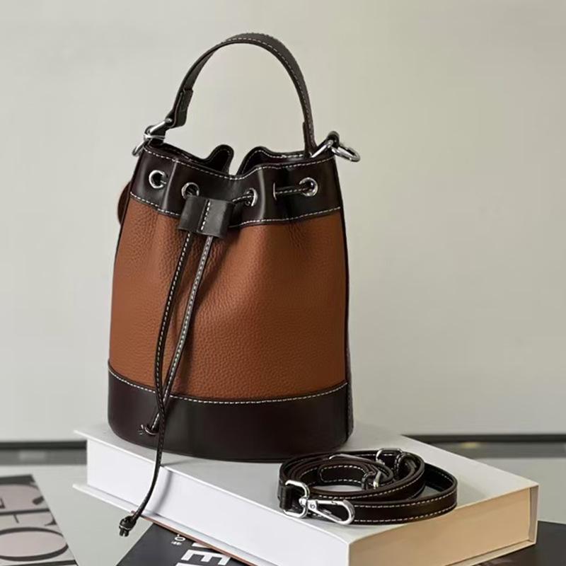 Frühling 2025 Damen Colorblock Kordelzug Beuteltasche - Trendige Patchwork Handtasche, Schultertasche
