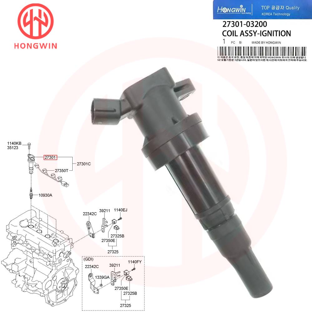 

27301-03200 2730103200 NEW Ignition Coil Wire For Hyundai Accent 2014- Kia Picanto 1.2 Rio III 1.25 CCVT 2008-2015 1 PC