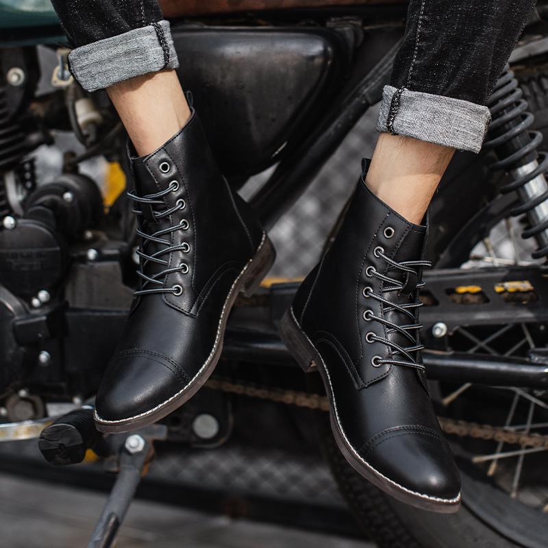 Customized handmade leather men's boots, retro round toe fashionable formal wear high-quality genuine leather autumn and winter