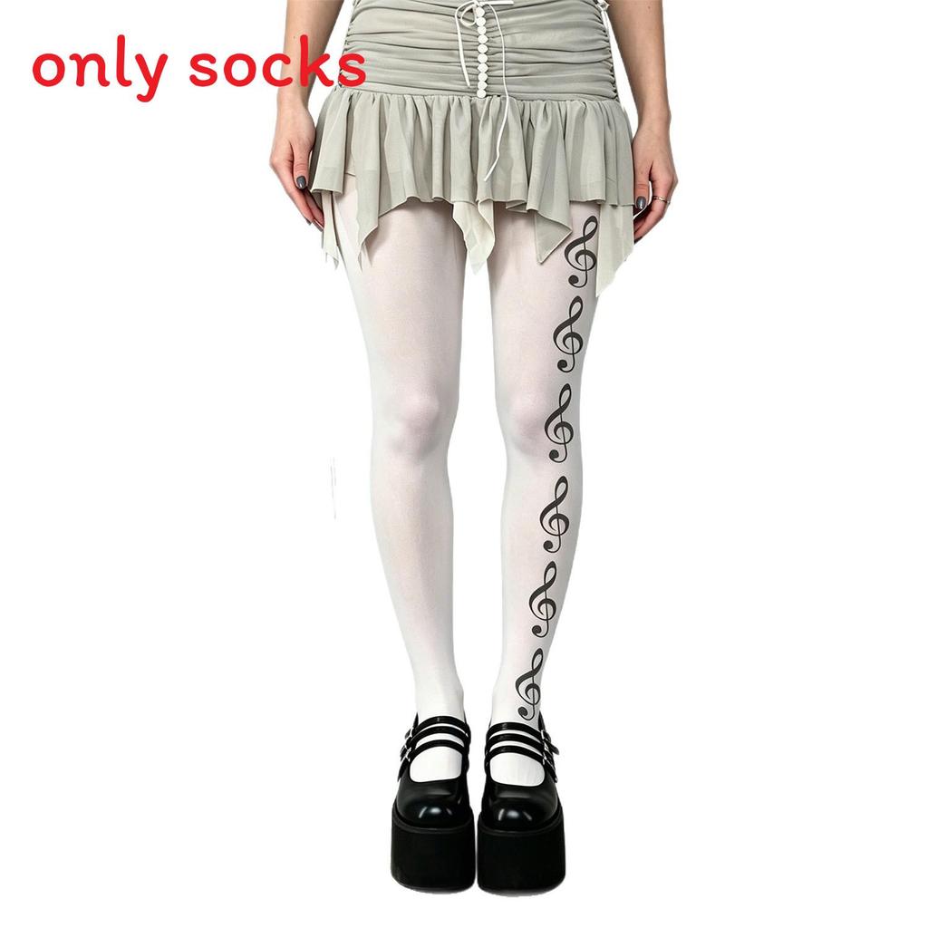 Y2k Girl Music Note Leggings With Stretchy Nylon Fabric For Street Style And Teen Fashion