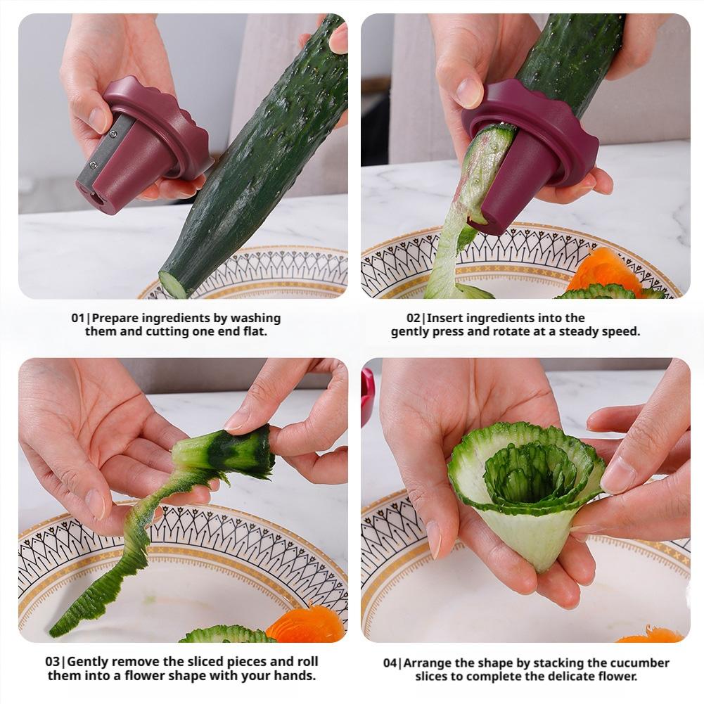 Spiral Vegetable Slicer Spiralizer Cucumber Carrot Flower Carving Cutter Peeler With Protective Cover Kitchen Gadgets7