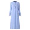 Women's Casual Loose Long Evening Shirt Dress with Stand Collar and Long Sleeves