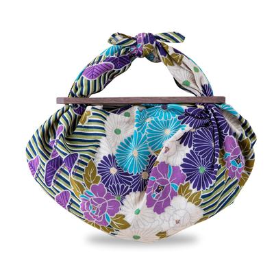 Furoshiki Cloth and Cloth Snap Set Flower Medium 70cm Purple Japanese Bag Making Kit Made In for Yukata [Noren] (Retro - Walnut) Pattern, Kimono, /