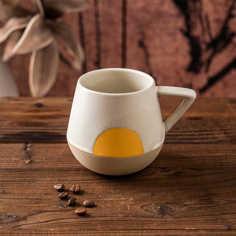 Japanese-style household drinking cup, coffee mug, retro office creative covered couple gift ceramic cup