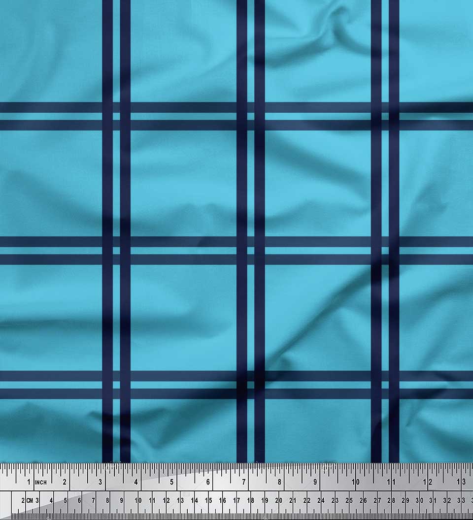 

Соймоі сірий японський креп-сатин тканина для шиття в клітку з принтом швейної тканини 42 дюйми 42 Inch Wide - Poly Crepe синій