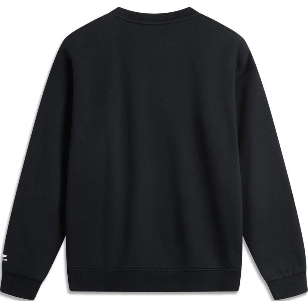 Li Ning Sports Fashion Collection Brand Logo Anti Static Fleece Lined Thermal Versatile Casual Loose Fit Crew Neck AWDU981-1