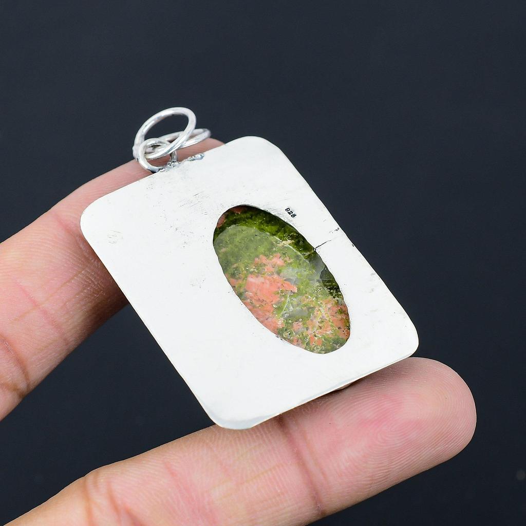 Easter Deal Sterling Silver Heart Chakra Unakite Stone Sister Pendant Jewelry
