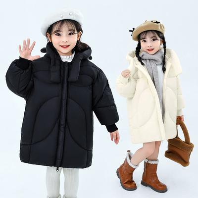 Girls Down Jacket Mid-length Plush and Thickened Children's Baby Girl Fashionable Winter Warm Coat
