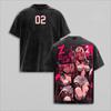 Heißer Verkauf Anime Zero Two DARLING in The FRANXX Manga Grafikdruck T-Shirt Herren Damen Vintage Gewaschen Rundhals Baumwolle Locker Lässig Übergröße Sommer Neues T-Shirt