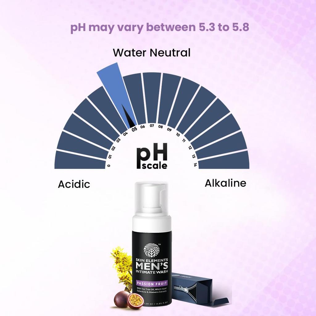 Skin Elements Pánský intimní mycí gel s marakujou | Pěnivý mycí gel s vyváženým pH | Zklidňuje, osvěžuje a udržuje hygienu | 120 ml