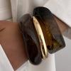 IngeSight.Z 3 Styles Vintage Punk Brown Thick Resin Acrylic Smudging Bangles Women Geometric Irregular Bracelet Pulseras Jewelry