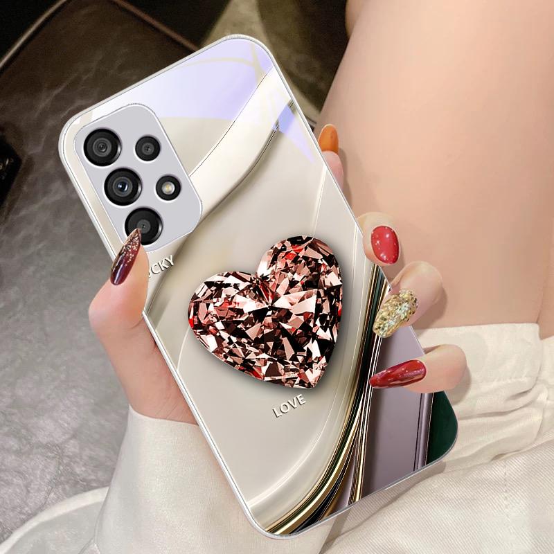 Große Rosa Diamanten für Samsung Galaxy S10 4G S20 11E 30 S21 22 S24 Fe Pro S23 S25 Ultra 5G S9 Gehärtetes Glas Handyhülle