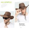 Linen Western Cowboy Hat Beach Cap Beach Sunscreen Cap Casual Summer Sun Hat  Beach