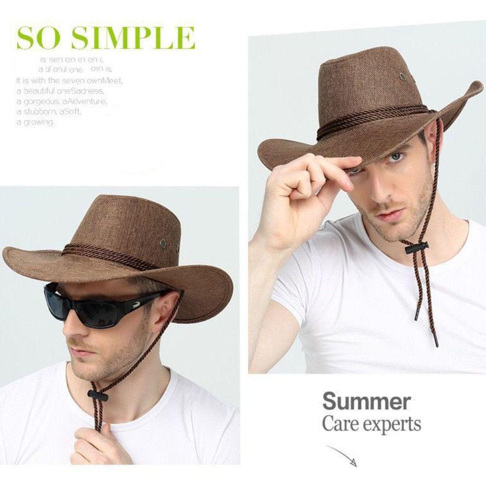 Wide Brim Western Cowboy Hat Beach Cap Beach Sunscreen Cap Elegant Summer Sun Hat  Jazz Cowgirl