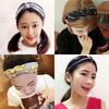 Korean Style Women's Striped Criss-Cross Bow Headband for Yoga & Face Washing