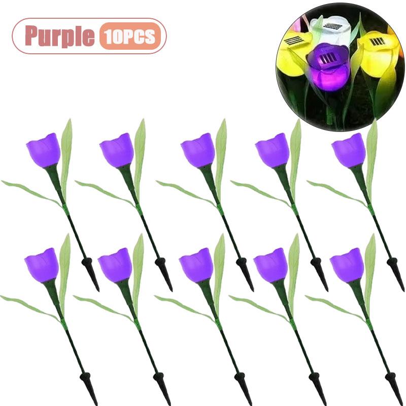 1-10PCS Solar Tulip Light Auto on At Dusk Waterproof Outdoor Garden Patio Decorative Night Lamp for Landscape Pathway Lawn